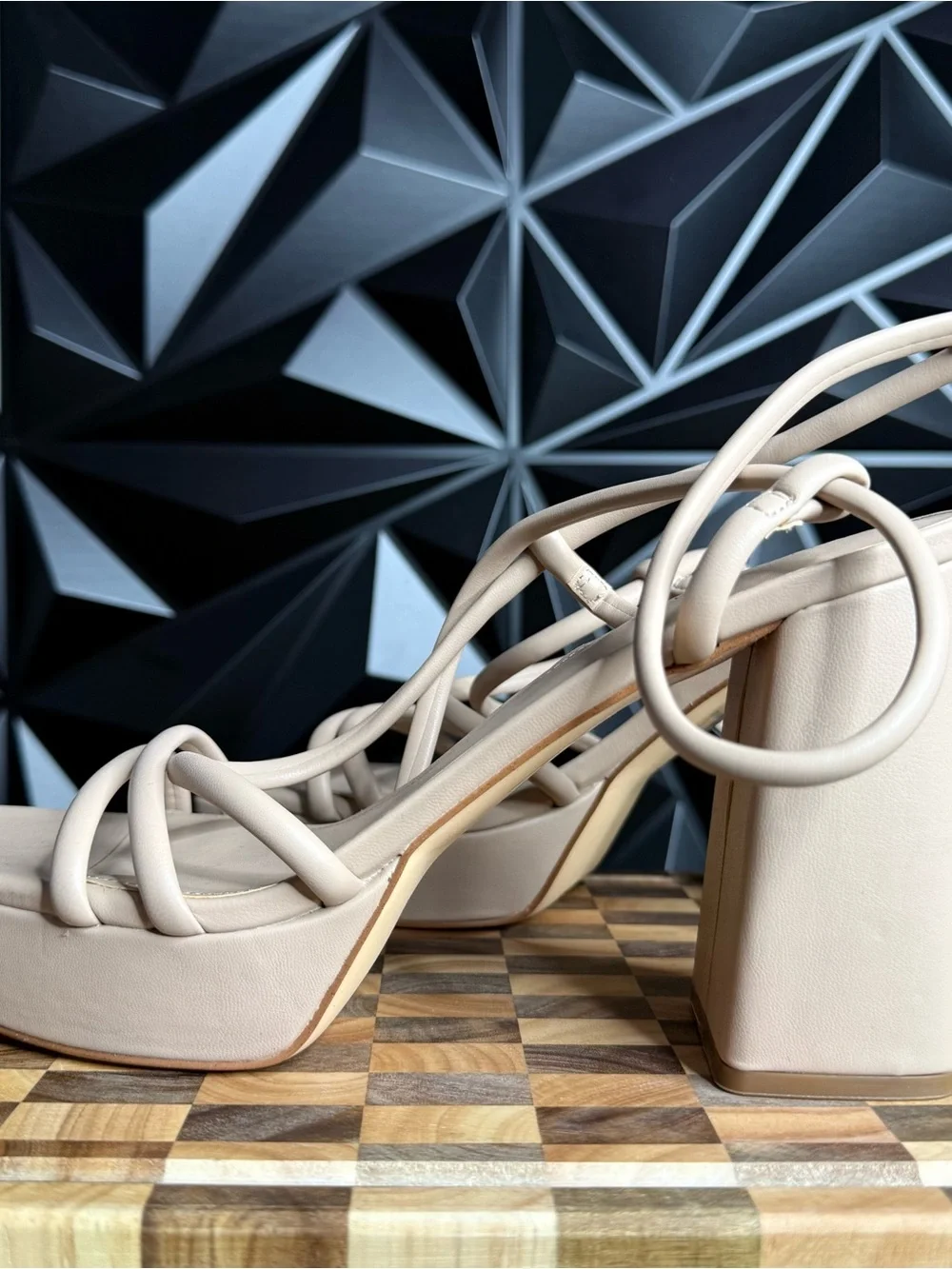 Marc Fisher Women’s Size 11 Beige Strappy Platform Block Heel Sandals NWOB